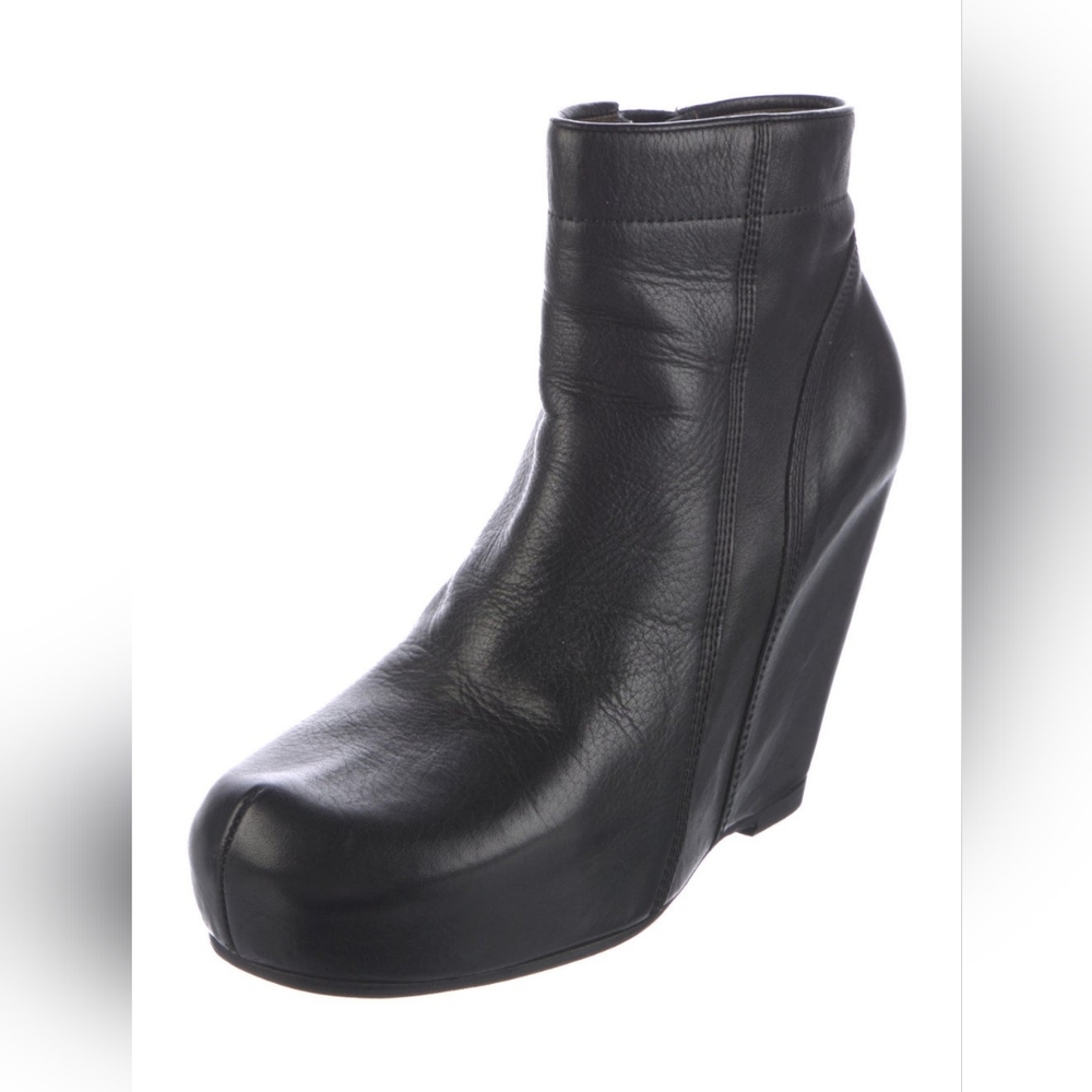 Rick Owens genuine leather platform wedge ankle boots. Sz 37.5